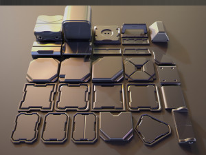 hard surface kitbash 02 - subdiv-ready Model 3D