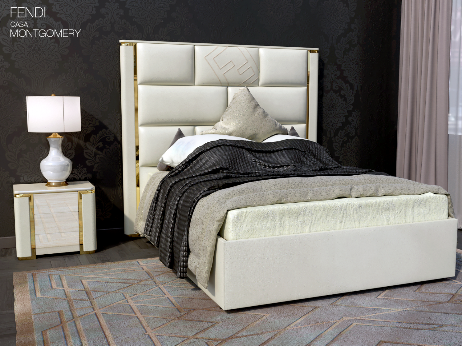 Bed Montgomery Fendi Casa 3d Modell In Schlafzimmer 3dexport