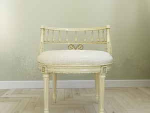 chair guilded cream vanity seat Modelo 3D