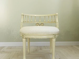 cadeira assento de toucador creme dourado Modelo 3D