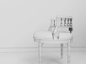 cadeira assento de toucador creme dourado Modelo 3D