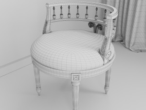 chair guilded cream vanity seat Modelo 3D