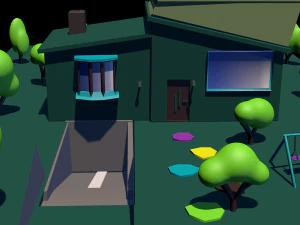 3 boyutlu düşük poli ev yeri tasarlanmış 3D Model