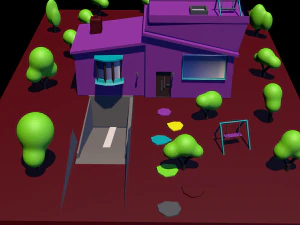 Casa 3d low poly projetada Modelo 3D