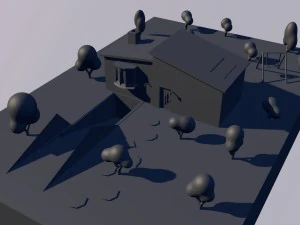 Casa 3d low poly projetada Modelo 3D
