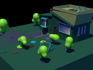 Casa 3d low poly projetada Modelo 3D