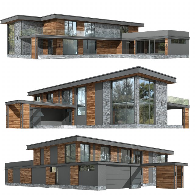house in the wright style Modelo 3D .c4d .max .obj .3ds .fbx .stl .blend 