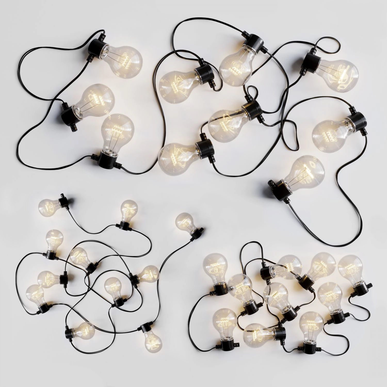 Garland And Bulb String 1 3D Model .c4d .max .obj .3ds .fbx .stl .blend 