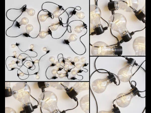 Garland And Bulb String 1 3D Model