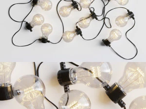 Garland And Bulb String 1 3D Model