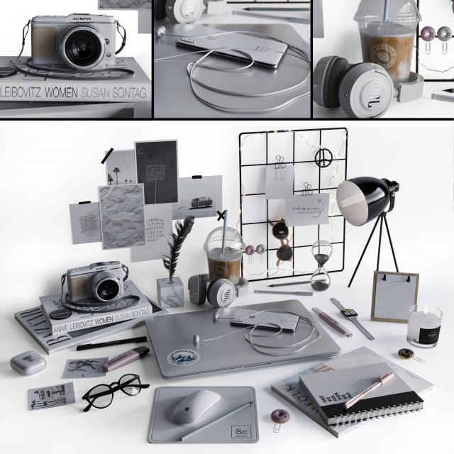Workplace Collection 1 3D Model .c4d .max .obj .3ds .fbx .stl .blend 