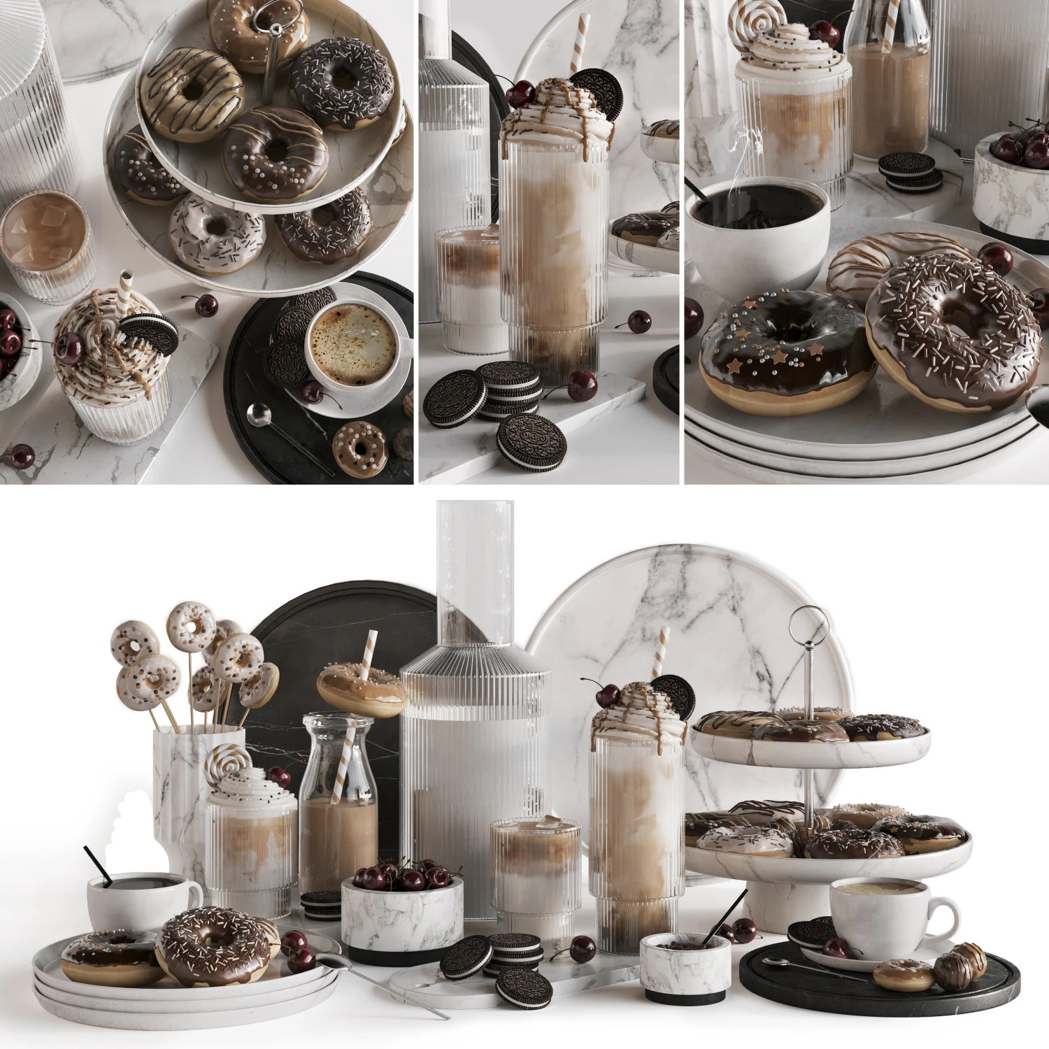 CoffeeDonuts 3D Model .c4d .max .obj .3ds .fbx .stl .blend