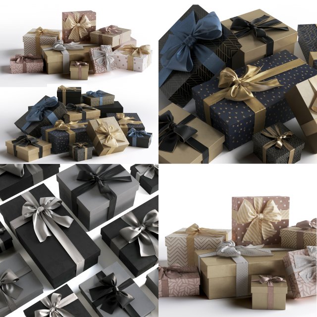3D Gift Boxes model 3D Модель .c4d .max .obj .3ds .fbx .stl .blend 