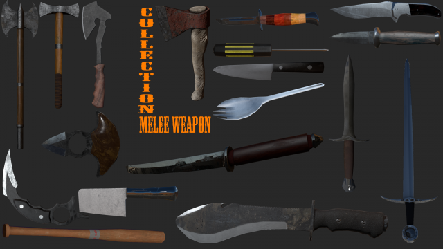 melee pack 3D Model .c4d .max .obj .3ds .fbx .stl .blend 