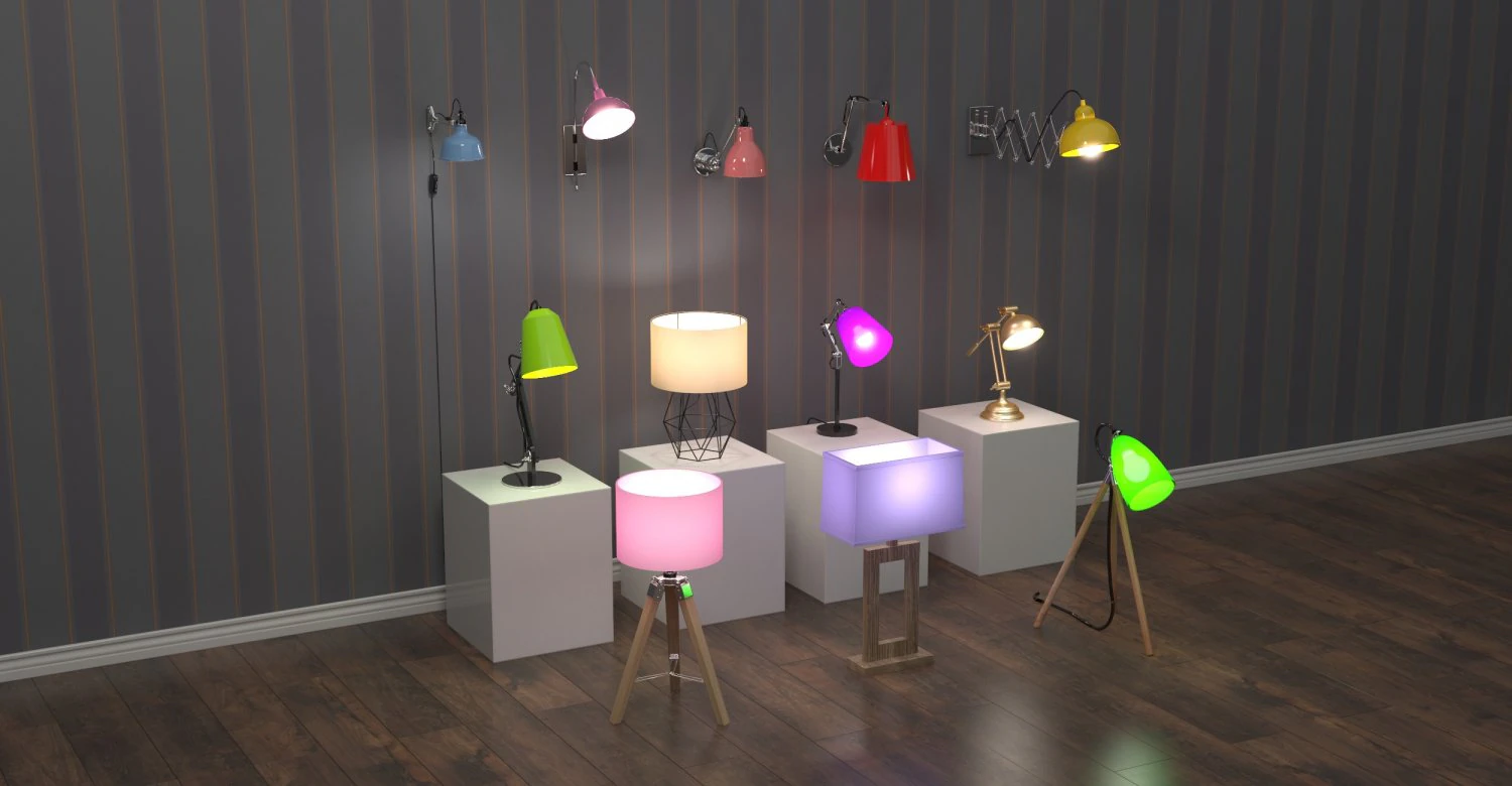 12 home lamps set 3D Model .c4d .max .obj .3ds .fbx .stl .blend