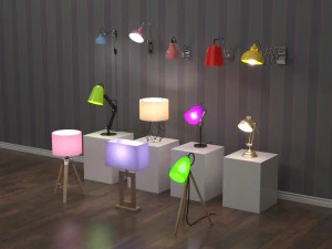 12 home lamps set 3D Model