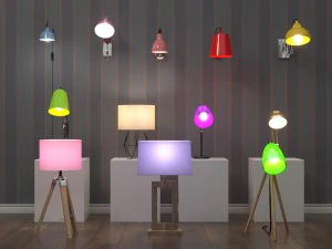 12 home lamps set 3D Model
