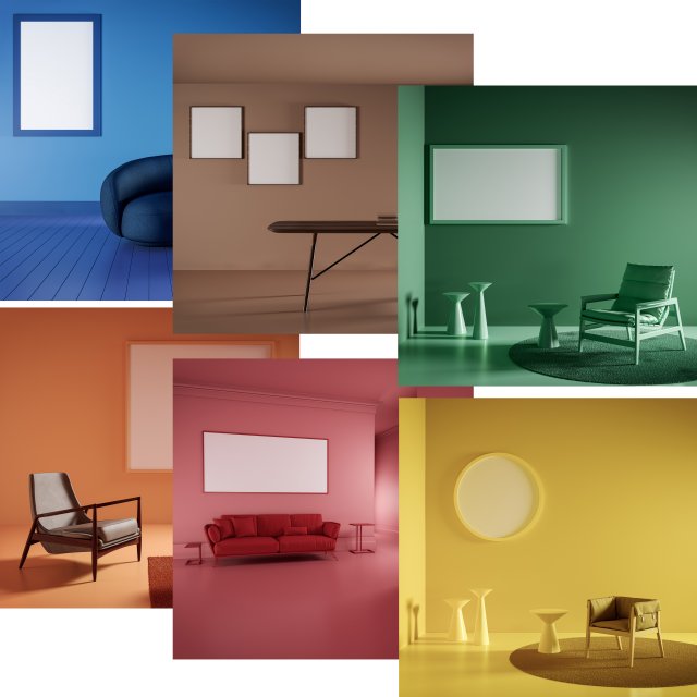 six different rooms ready to be used in your projects Model 3D .c4d .max .obj .3ds .fbx .stl .blend 