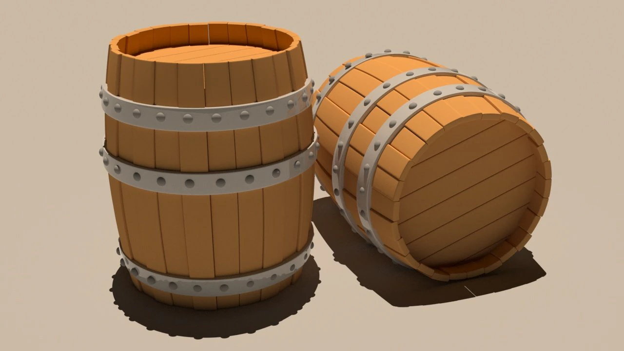 wooden barrel 3D Model .c4d .max .obj .3ds .fbx .stl .blend
