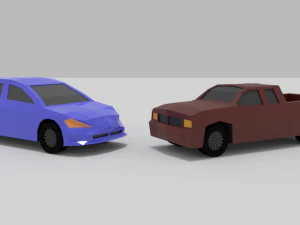 2 adet d&uuml;ş&uuml;k poli araba paketi 3D Model