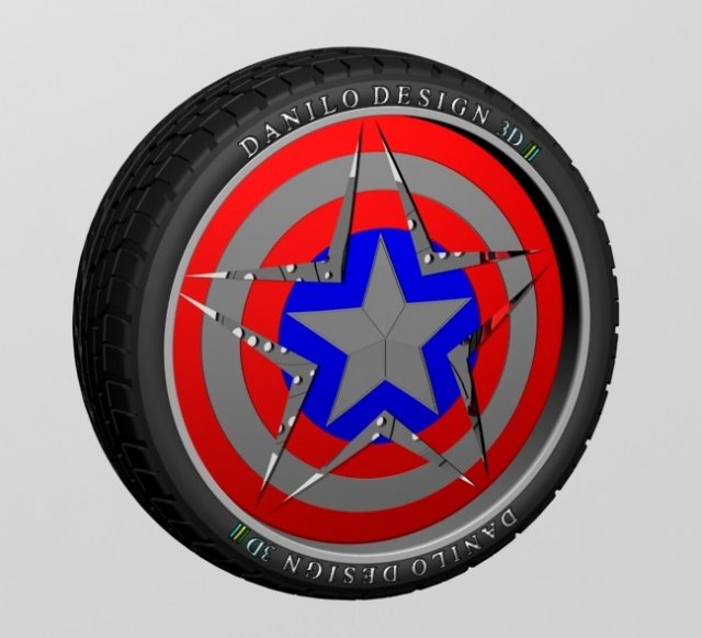 captain america wheel style shield 3D Model .c4d .max .obj .3ds .fbx .stl .blend 