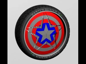 escudo estilo roda capit&atilde;o am&eacute;rica Modelo 3D