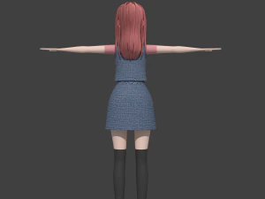 toony cartoon female character 3D Model