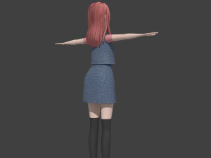 toony cartoon female character 3D Model