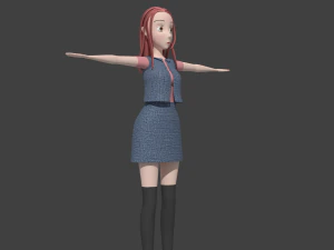 toony cartoon female character 3D Model