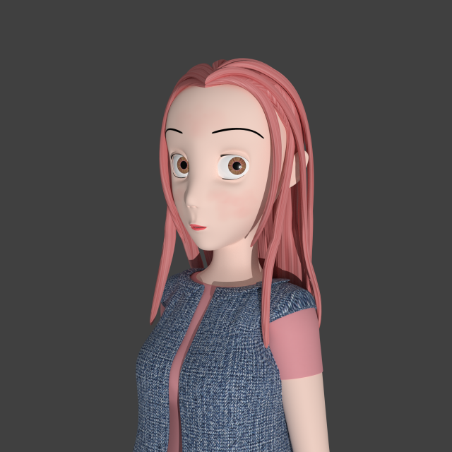 toony cartoon female character 3D Modell .c4d .max .obj .3ds .fbx .stl .blend