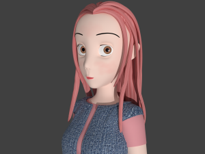 toony cartoon female character 3D Model