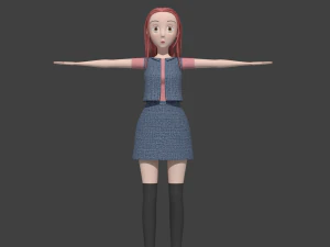 toony cartoon female character 3D Model