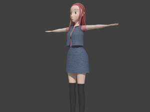 toony cartoon female character 3D Model