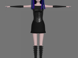 cybergoth cartoon female character Model 3D