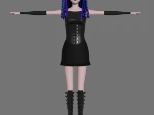cybergoth cartoon female character 3D Model