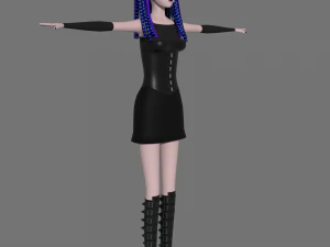 cybergoth cartoon female character 3D Model