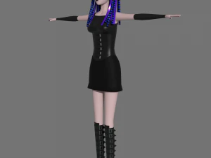 cybergoth cartoon female character 3D Model
