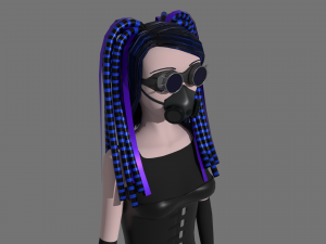 cybergoth cartoon female character Model 3D