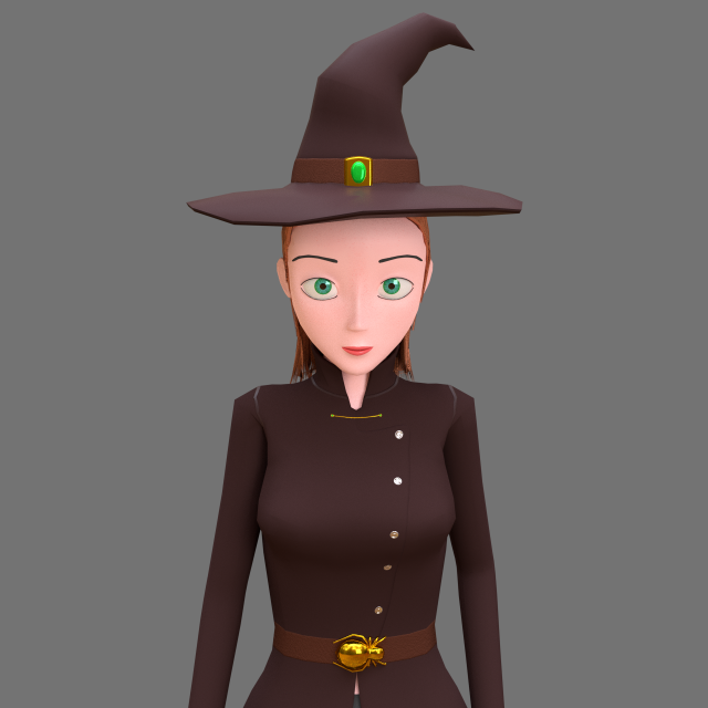 witch cartoon female character 3D Model .c4d .max .obj .3ds .fbx .stl .blend 