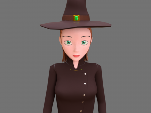 witch cartoon female character 3D Model