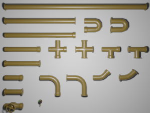 pipes set Model 3D