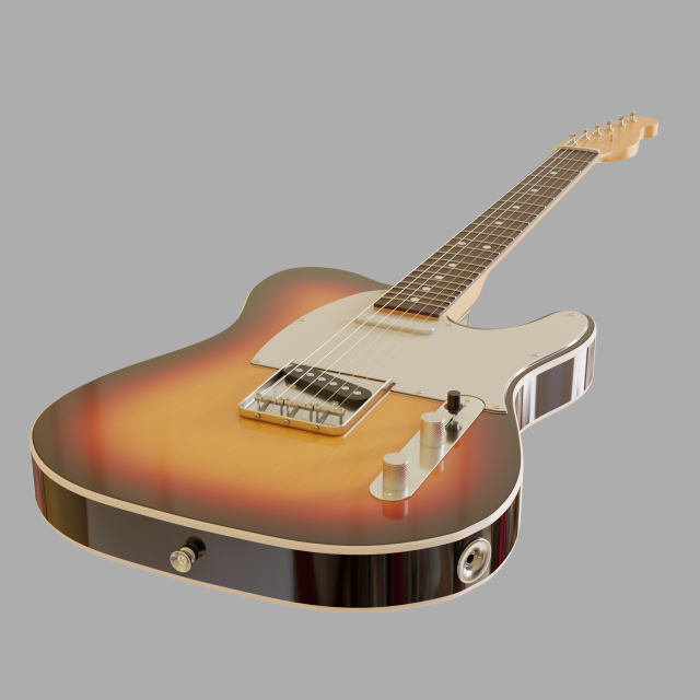 electric guitar telecaster 3D 模型 .c4d .max .obj .3ds .fbx .stl .blend 