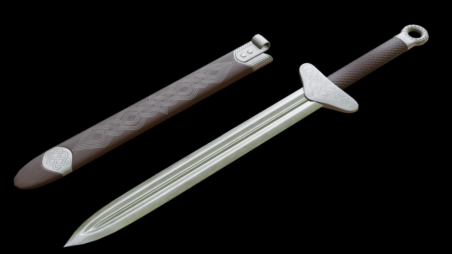 dagger with sheath 3D Model .c4d .max .obj .3ds .fbx .stl .blend 