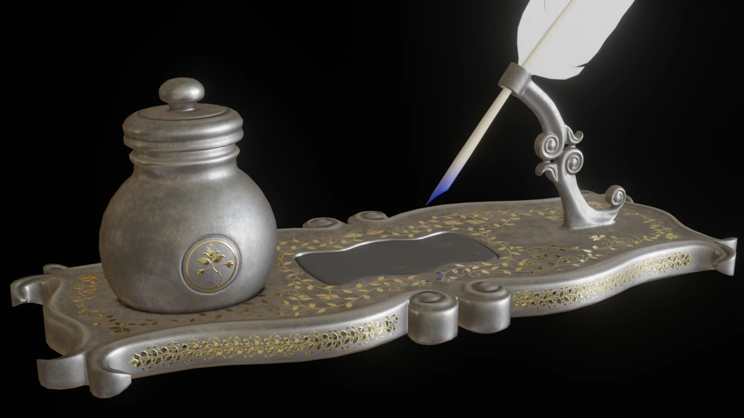 inkwell low-poly version 3D Model .c4d .max .obj .3ds .fbx .stl .blend 