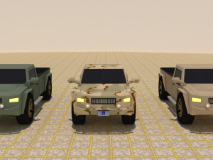 4x4 2 door military pick-up truck 3D Model