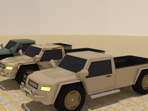 4x4 2 door military pick-up truck 3D 모델