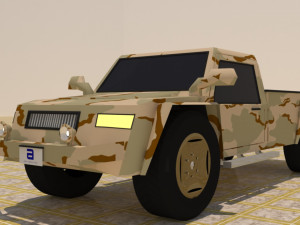 4x4 2 door military pick-up truck 3D 모델