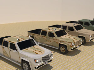 Camioneta militar 4x4 de 4 puertas Modelo 3D