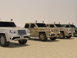 4 door 4x4 military truck 3D Модель
