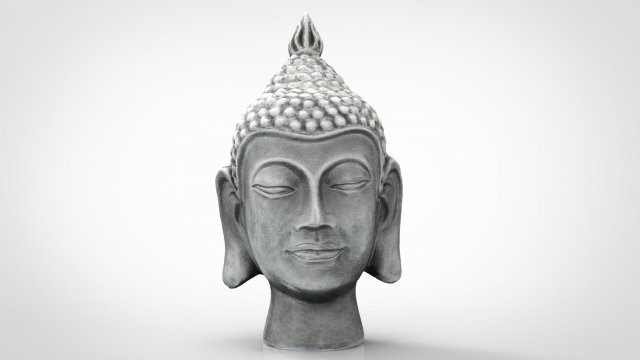 silver buddha head Model 3D .c4d .max .obj .3ds .fbx .stl .blend 